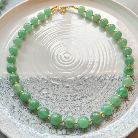 Kralenketting groene aventurijn Miyuki Goud