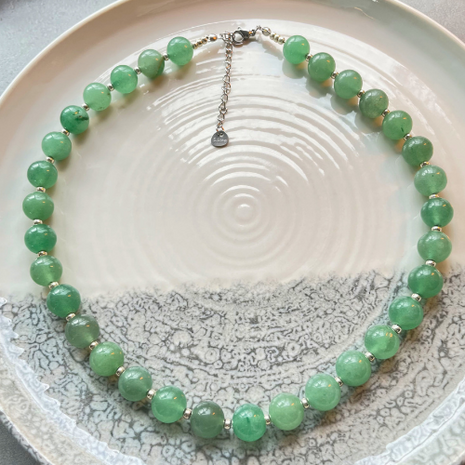 Kralenketting groene aventurijn Miyuki Zilver