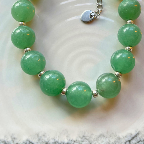 Kralenarmband groene aventurijn Miyuki Zilver