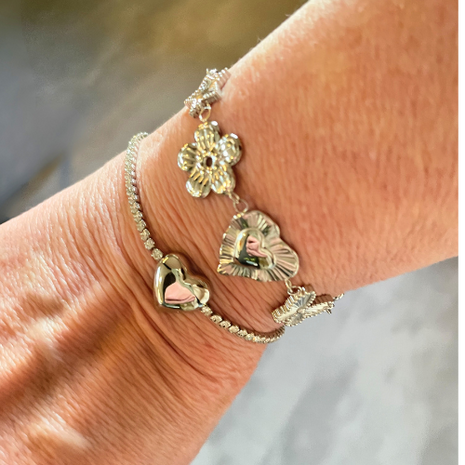 Gift of Love - Set van 2 armbanden - Hart zirkonia en vlinder liefde - Zilver