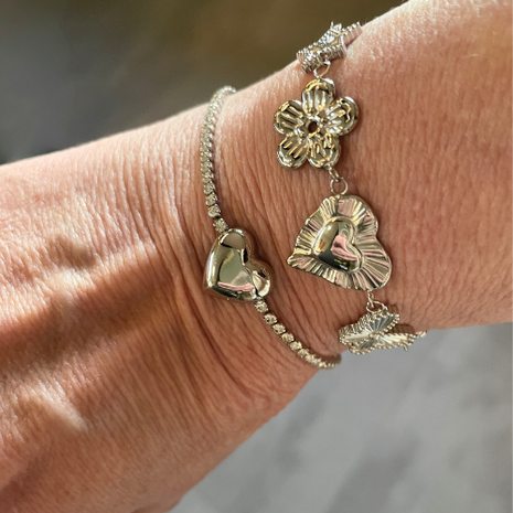 Gift of Love - Set van 2 armbanden - Hart zirkonia en vlinder liefde - Goud