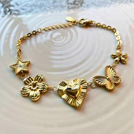 Gift of Love - Set van 2 armbanden - Hart zirkonia en vlinder liefde - Goud