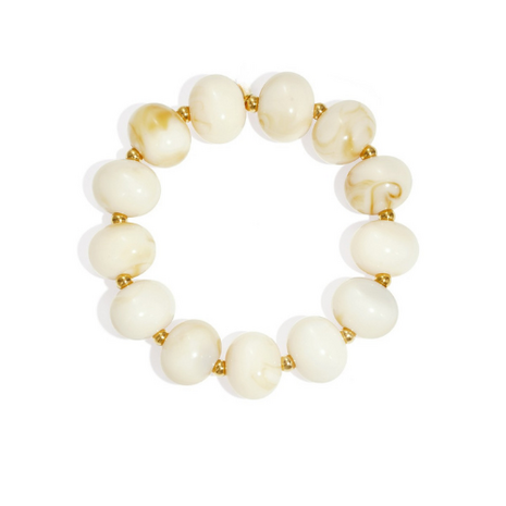 Kralenarmband Ovaal Beige - Goud