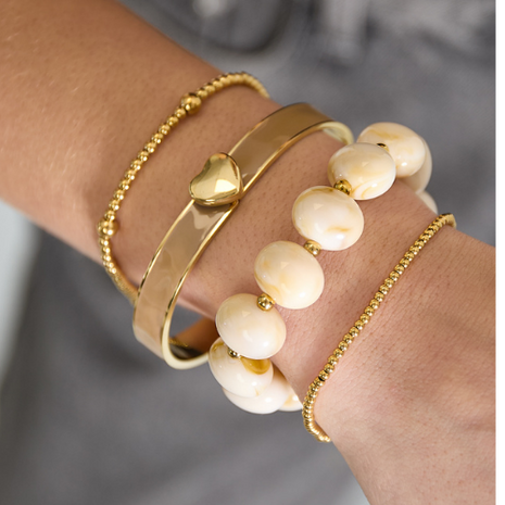 Kralenarmband Ovaal Beige - Goud