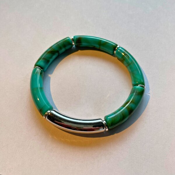 Tube turquoise marble zilver