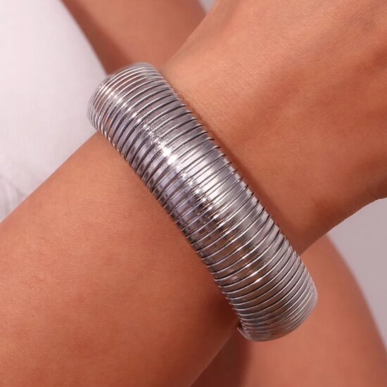 Armband ribbel Extra Large - Zilver
