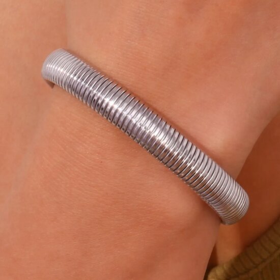 Armband ribbel Large - Zilver