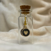 Heart - Earring in a bottle - zwart