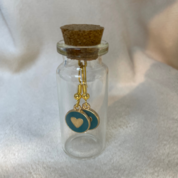 Heart - Earring in a bottle - teal