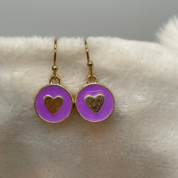 Heart - Earring in a bottle - paars