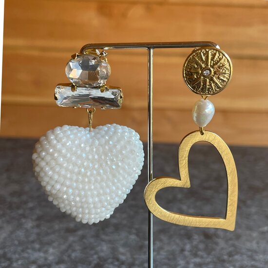 White Love Heart - Stainless Steel
