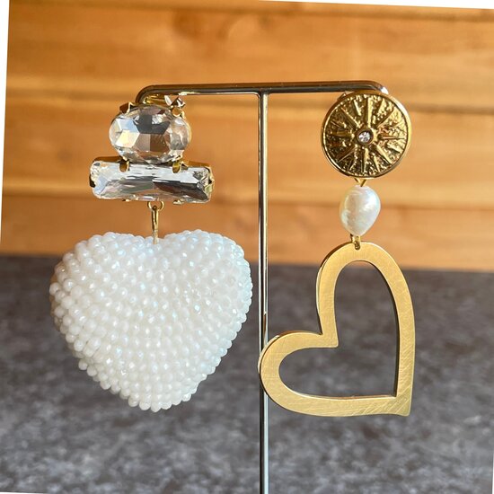 White Love Heart - Stainless Steel