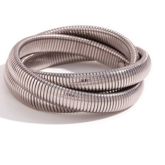 Armband ribbel drie in één - Zilver