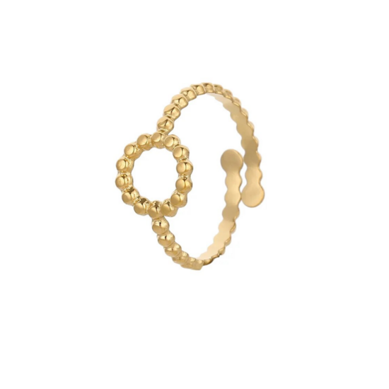 Cirkel Bolletjes Ring Goud