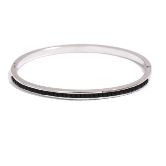 Black Diamond Bangle - Zilver