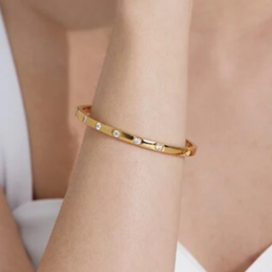 Cubic Diamond Bangle - Goud