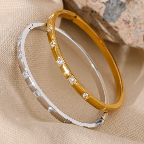 Cubic Diamond Bangle - Zilver