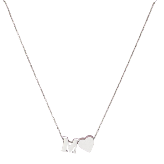 Ketting M hart Zilver