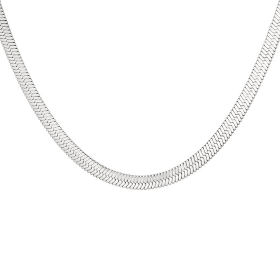Platte Gevlochten Ketting Zilver