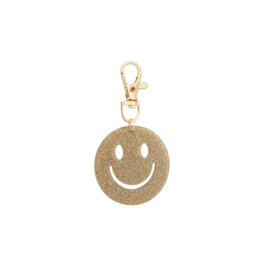 Sleutelhanger Smiley Bruin Glitter