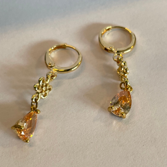 Champagne zirkonia Oorring