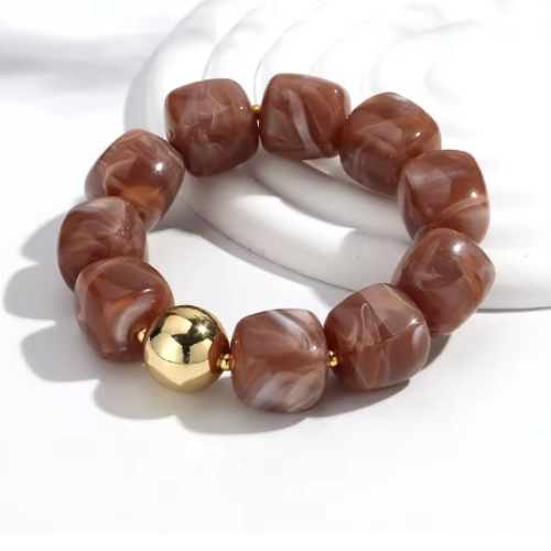 Kralen Vierkant XL Armband -  Bruin