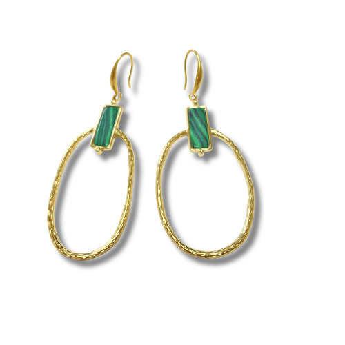 BOHO - Oorhanger natuursteen - Malachiet