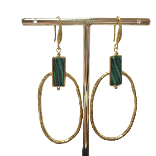 BOHO - Oorhanger natuursteen - Malachiet