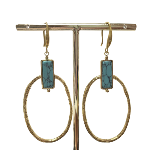 BOHO - Oorhanger natuursteen - Turquoise