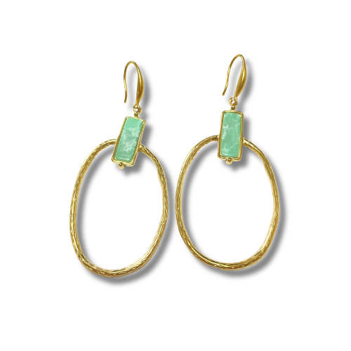 BOHO - Oorhanger natuursteen - Natuursteen licht groen