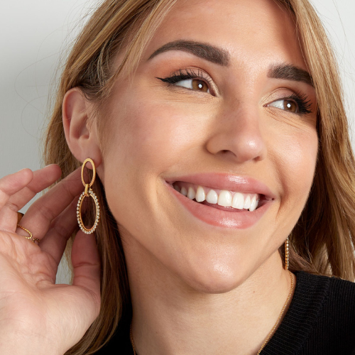 Oorsteker Ovaal Sparkle - Zilver