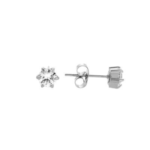 Oorknopje Rond Zirkonia 4 mm - Zilver