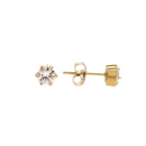 Oorknopje Rond Zirkonia 4 mm - Goud