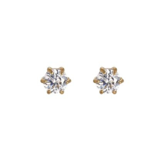 Oorknopje Rond Zirkonia 5mm - Goud