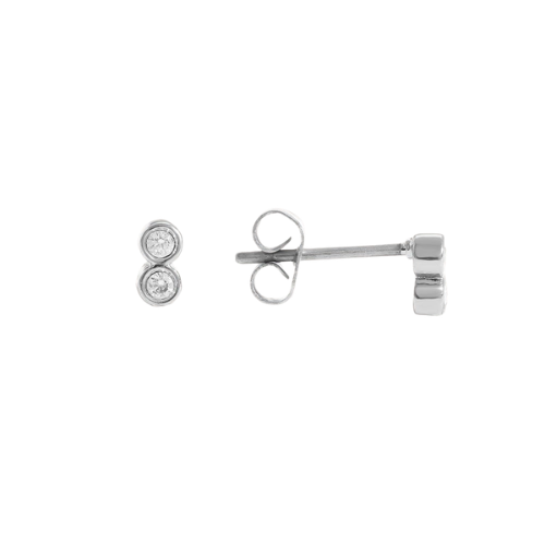 Oorknopje 2 Dots Zirkonia - Zilver