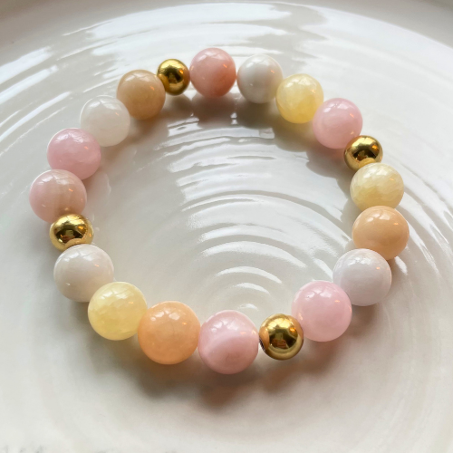 Kralenarmband Natuursteen - Perzische Jade - Goud