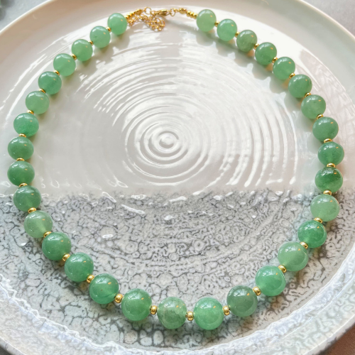 Kralenketting groene aventurijn Miyuki Goud