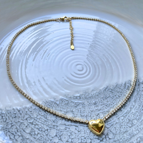 Gift of Love - Ketting - Hart zirkonia - Goud