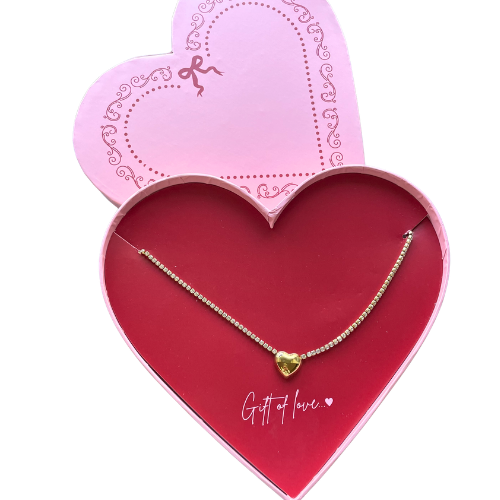 Gift of Love - Ketting - Hart zirkonia - Goud