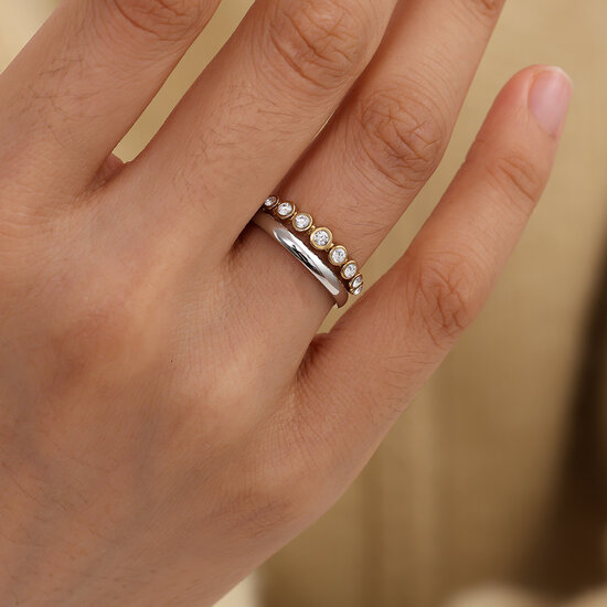 Ring bicolor twee laags 7 sparkle