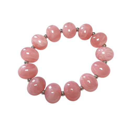 Kralenarmband Ovaal Roze - Zilver